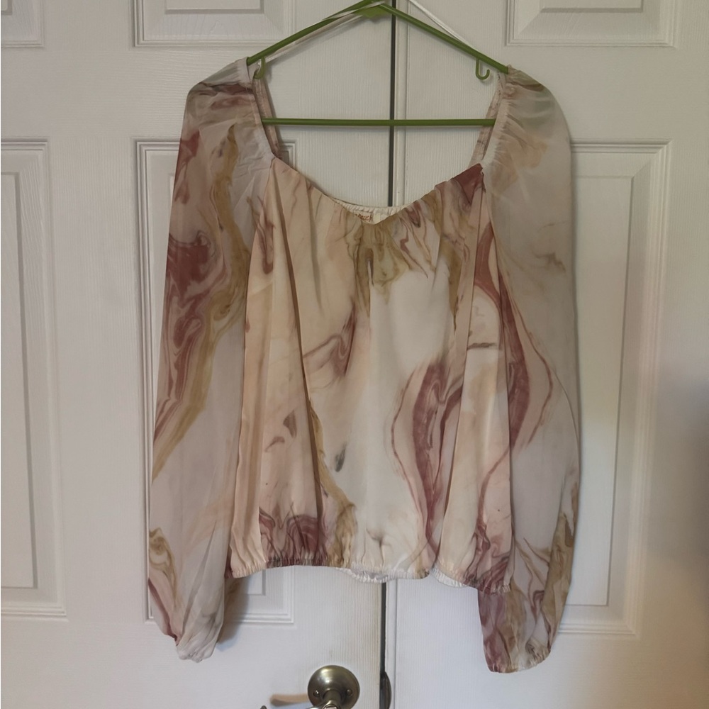 Cream Relaxed Tie Front Blouse